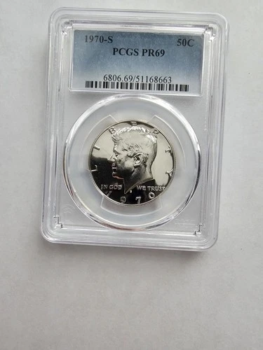 SILVER 1970 S PR69  KENNEDY HALF DOLLAR GRADED PCGS 40% S MINT AG COIN