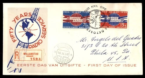 Mayfairstamps Netherlands FDC 1958 Lands Radio Anniv Reg Willemstad First Day Co
