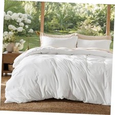 Bedsure Textured Duvet Cover Queen 90" X 90" 01 - Cream White No Comforter