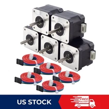 STEPPERONLINE 5PCS Nema 17 Stepper Motor 42Ncm(60oz.in ) 38mm 1.5A  3D Printer