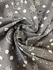 Bandana GRAY Poly Cotton 58 Inch Wide Fabric by The Yard