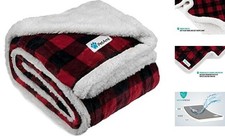 Waterproof Dog Blanket for Bed, Couch, Sofa  60 x 40 Inches Checkered Red