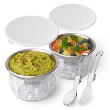 Useful Co. Dip Chiller Bowl with Lid, 20oz 2-Pack, Chilled Serving Bowls for ...