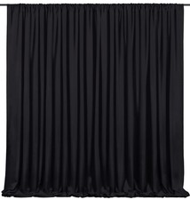 2 PCS Black Backdrop Curtains 5x10 FT Polyester Photo Drapes Wedding Party