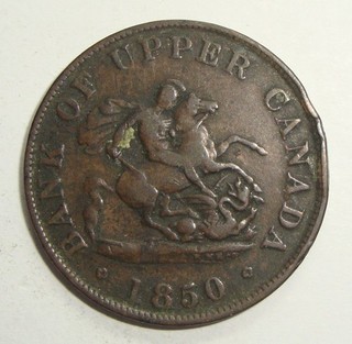 '1850' BANK OF UPPER CANADA DRAGONSLAYER HALF PENNY TOKEN COIN