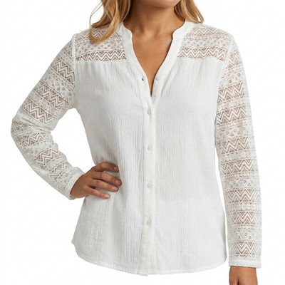Bluse Damen Arizona AJC Shirt Tunika weiß offwhite Spitze 3/4 Ärmel (1904) NEU