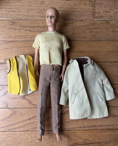 VINTAGE MATTEL KEN DOLL Japan BLOND FLOCKED Hair 1st Edition 1960's W/clothes