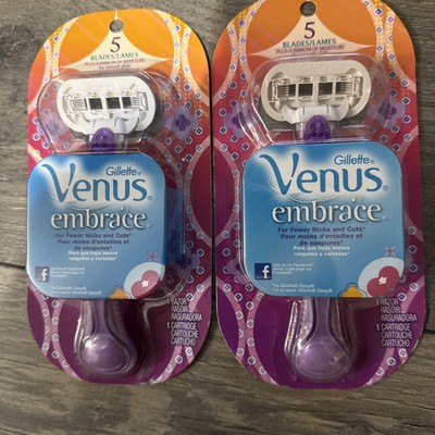 2x NEW Gillette Venus Embrace 5 blades Razor Shaver 1 HANDLE  1 Cartridge Ea Box