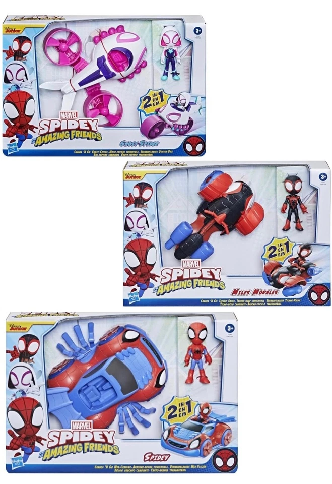 Hasbro Spidey-Miles Morales E Techno-Racer,Spidey E Webcrawler,Ghost-Spider 3+