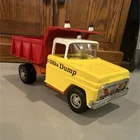 Tonka Pressed Steel Dump Truck Yellow Red White Orange Vintage Construction Toy