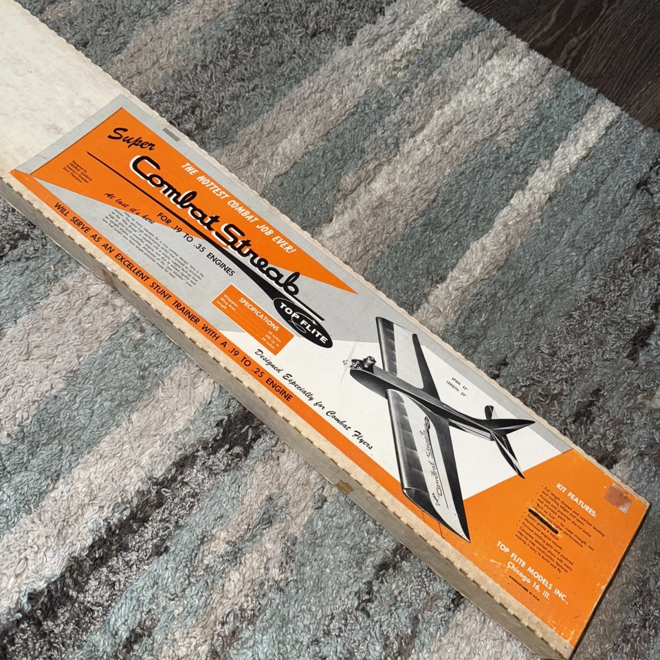 Avión radiocontrol Top Flite Super Combat Streak vintage NITB madera balsa nuevo Foto 2 de 4