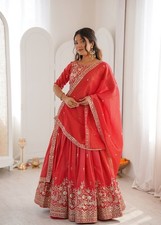 Presenting Simmer Silk Red Lehenga Choli With Dupatta For Traditional Wear