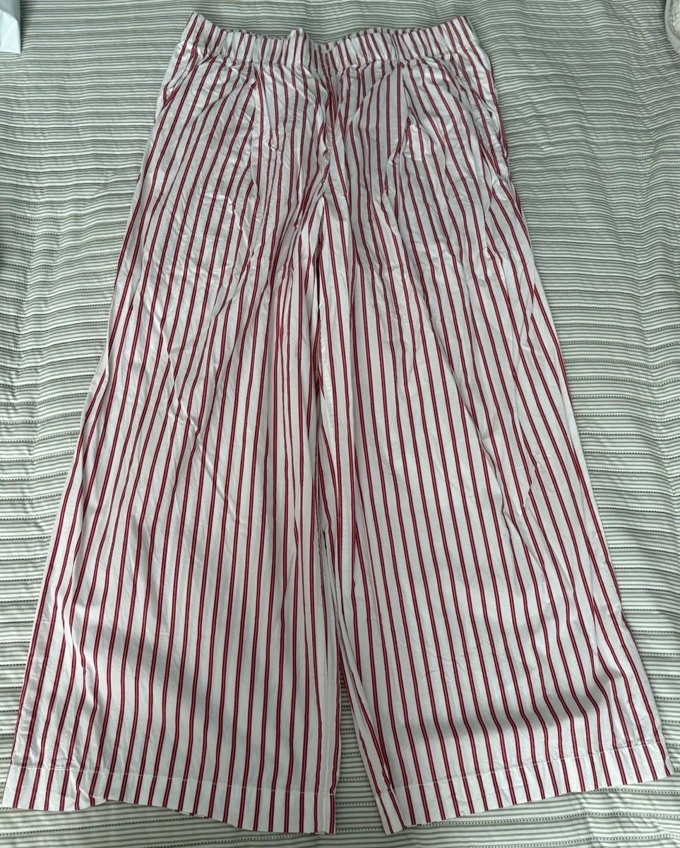 Pantalón ancho de algodón a rayas rojas y blancas talla XL de H&M