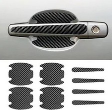 8PCS Car Door Handle Scratch Protectors, Carbon Fiber Door H Color: Black-8PCS