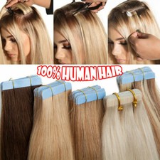 Brazilian Tape In Remy 100 Human Hair Extensions Remy Skin Weft Full Head 20PCS