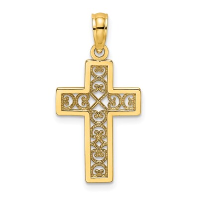 10k Yellow Gold Textured Lace Center Cross Pendant 10K8504