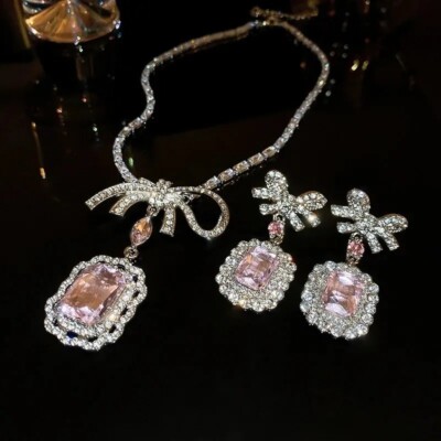 Two Pieces Pink Jewelry Set