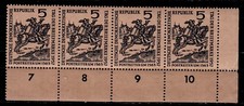 DDR  ab 1957: 4 x 600 Postreiter im  4er Unterreckrand  postfrisch, s. Bild