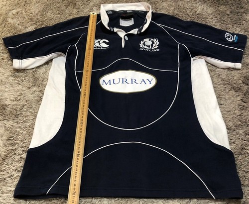 A111 - Scotland Rugby Union Jersey CCC Cotton Polyester Navy Blue Mens Size L - Picture 2 of 14