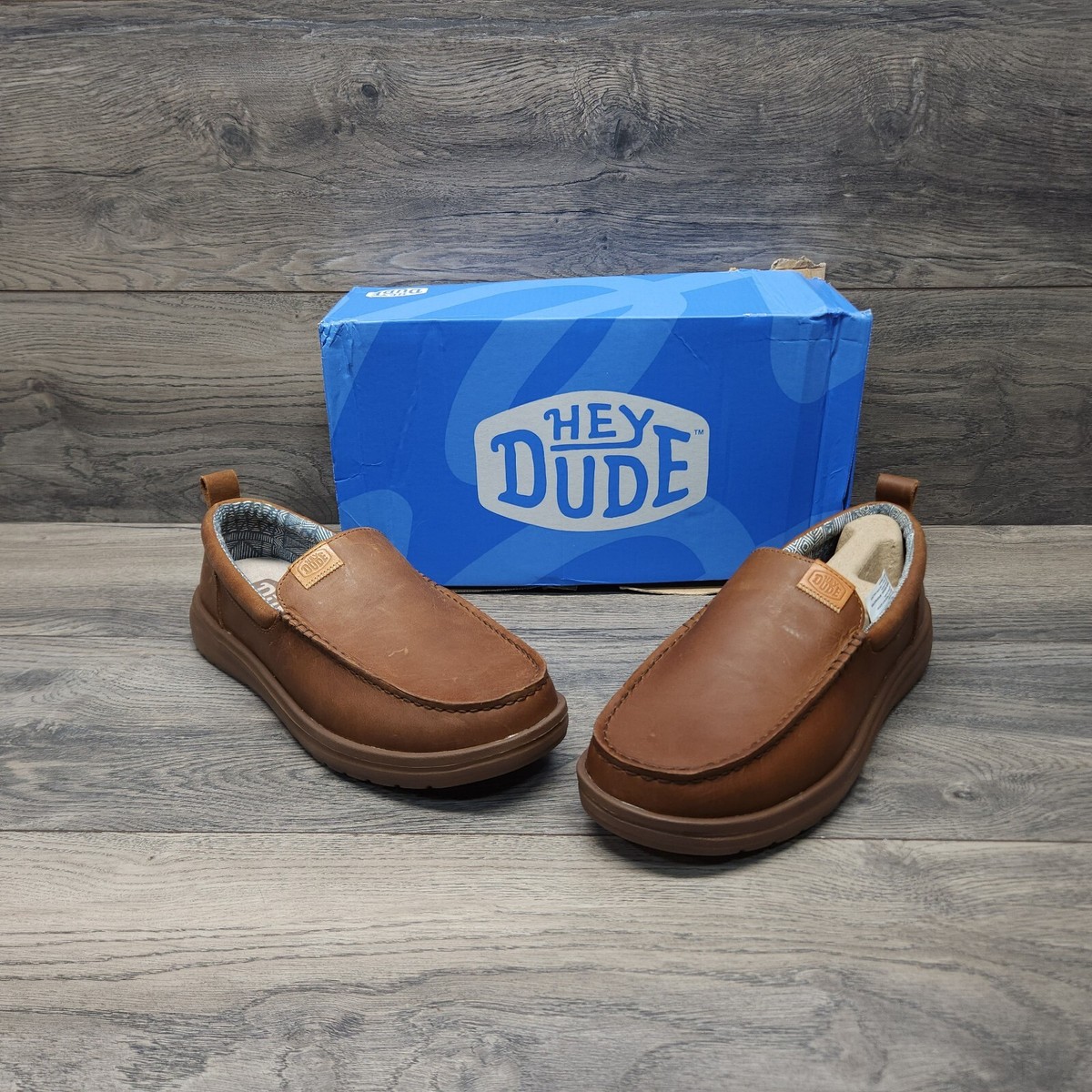 Brown Dude Dress Shoes Hey Dude Wally Grip Moc Craft Leather