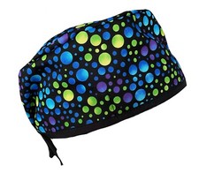 Wild Blue Green Yellow Dots Camo Scrub Cap Hat