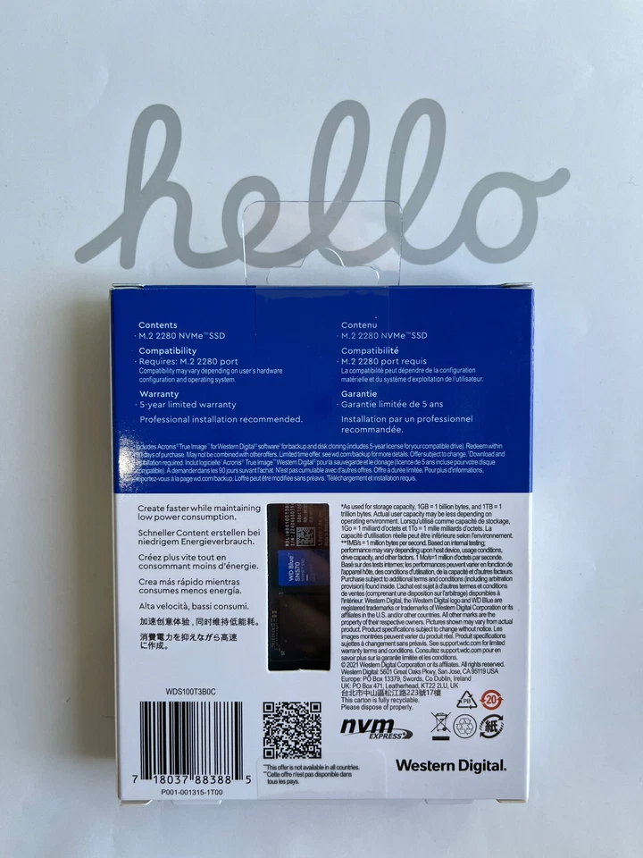 NEW!!! WDS100T3B0C WD BLUE SN570 NVME SSD 1 TB INTERNAL PCIe M.2 2280 3500 MB/S - Image 2 of 4