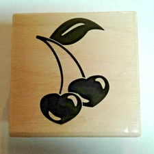 Cherries Rubber Stamp NEW Craftsmart Wood Mount