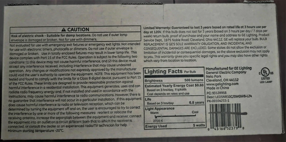 GE LED 60 Watt EQ B10c Soft White Candle Light Bulb (24 Pack) - New - Image 2 of 4