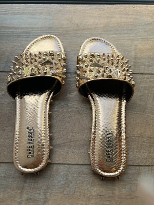 rose gold studded sandals