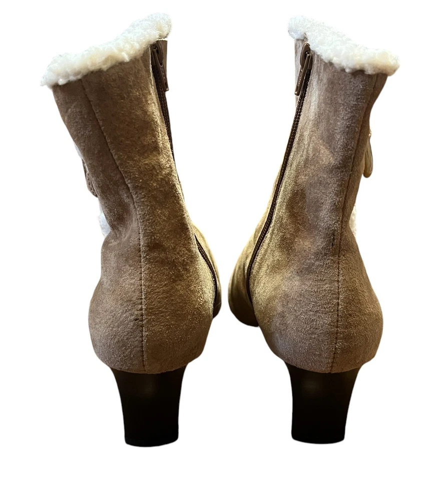 Botines AJ Valenci para mujer talla 9,5 M beige cuero gamuza forrados de piel sintética Foto 4 de 4