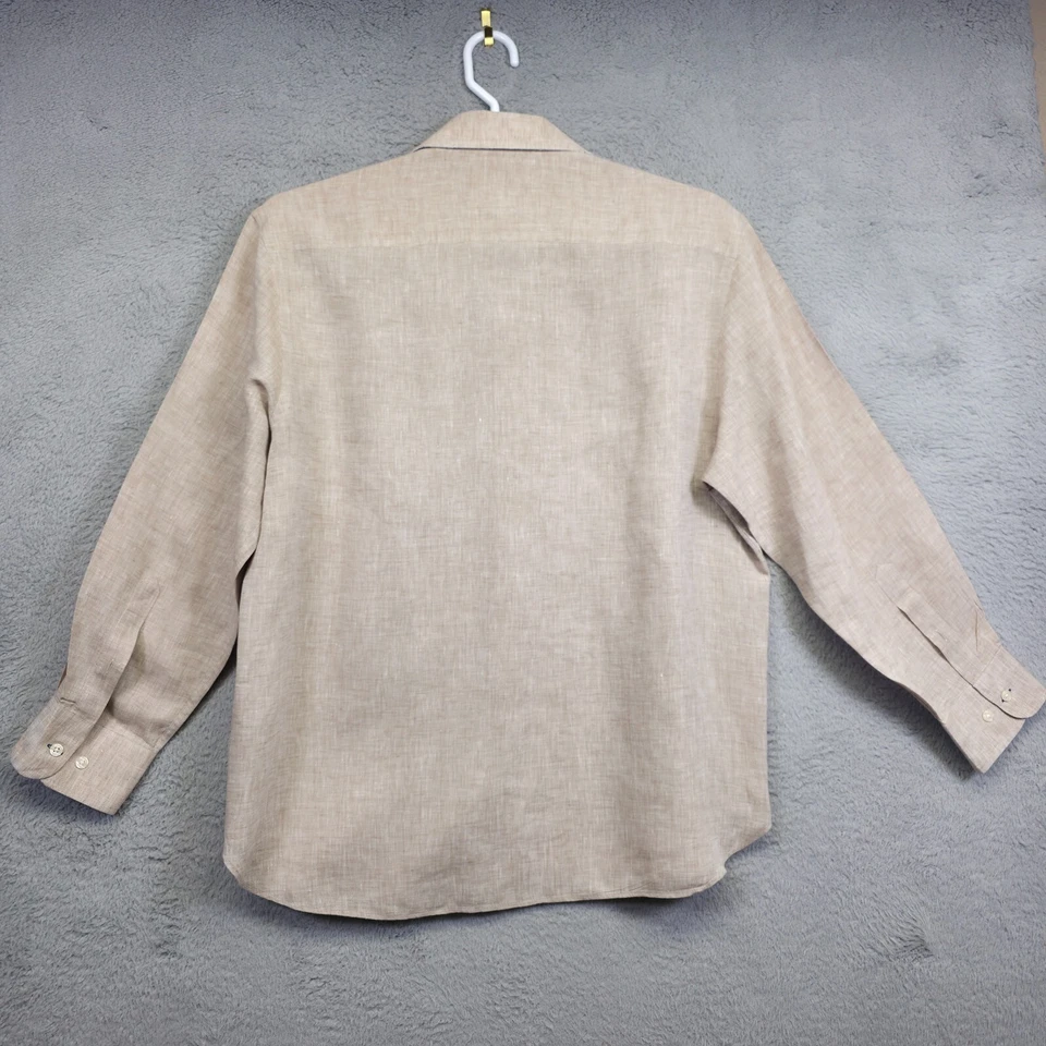 Camisa de lino Joseph Abboud para hombre XL tostada texturizada clásica costa playa vacaciones Foto 3 de 4