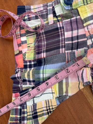 Old Navy Patchwork Shorts Long Bermuda Vintage Y2k Plaid Madras Cotton Preppy 6 - Picture 5 of 8