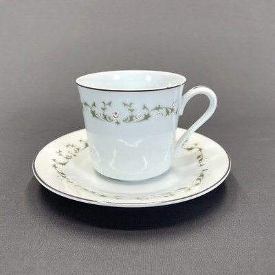 Sheffield Fine China Elegance Flat Cup and Saucer Set White Floral Multiple