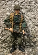 1/6 WWII BBi/Dragon/DID German Camo  FJ Paratrooper w/G41 Rifle & Custom Helmet