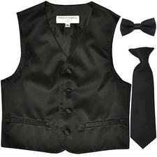 New Kids boys formal tuxedo vest necktie  bowtie black US 2 4 6 8 10 12 14