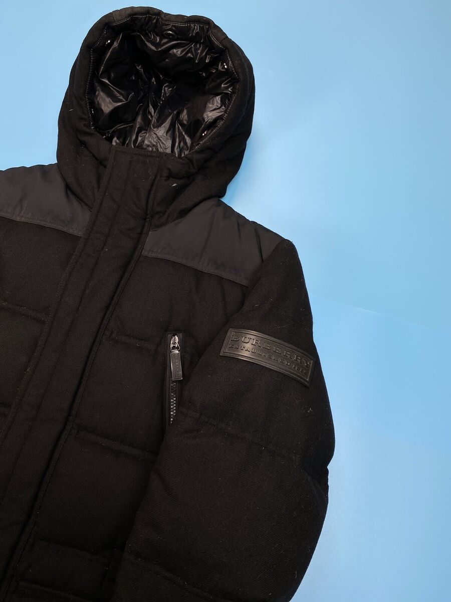 Burberry Wool Down Parka Jacket Black Men's Established 1856 Burberry Wool Down Parka Jacket Black Men's Established 1856
