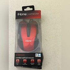 iHome Red Corded Optical Mouse NEW