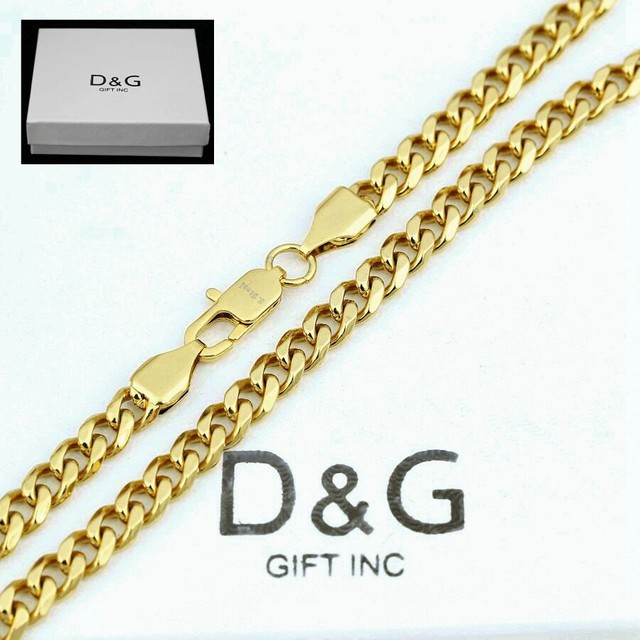 DG Men's 24" Gold Stainless Steel 5 Cuban Curb Chain Necklace*Unisex Box DG Men's 24" Gold Stainless Steel 5 Cuban Curb Chain Necklace*Unisex Box