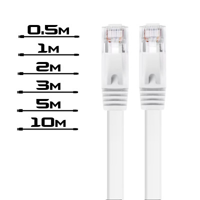 Patch Netzwerk Gigabit Ethernet LAN Kabel CAT6 SFTP RJ45 Internet Kabel Weiß NEU