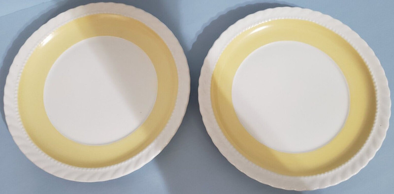 Steubenville Bread & Butter Plates Monticello Yellow Band 6 1/4" Set Of Two