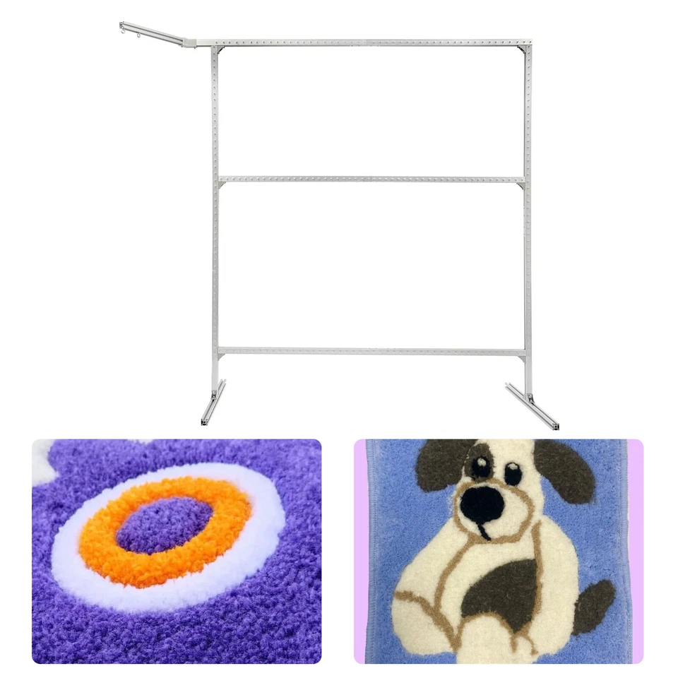 Aluminum Alloy Rug Tufting Frame Silver Freestanding Tufting Frame w/ Yarn Tray - Image 4 of 4