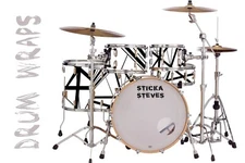 Drum Wrap Percussion Shell Cover Bass Kick Snare Tom DIY Abstract Stripes V11-12