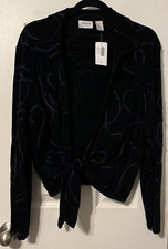 Chico's Travelers Midnight/Black Atmospheric Tied Up Nicky Jacket Sz 2 12/14 NWT