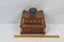  antique shaker wooden sewing box w/drawer spool holders pincushion original 