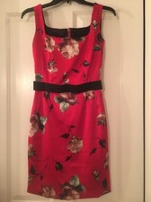 Dolce & Gabbana Red Silk Hot Sexy Dress With Roses IT 40 US 4 6 UK 8-10
