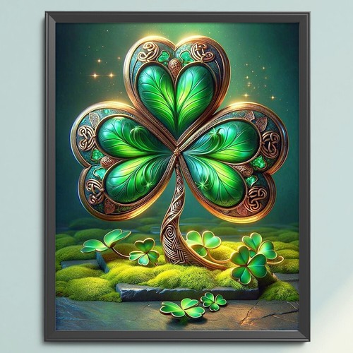 Full Embroidery Eco-cotton Thread 11CT Print Four Leaf CloverCross Stitch40x50cm - Picture 15 of 18