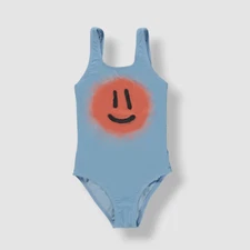 $75 Molo Kid Girl's Blue Smiley Face One-Piece Swimsuit Swimwear Size 2