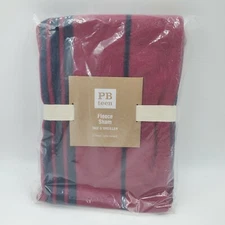 Pottery Barn PB Teens NWT Fleece Striped Plaid Pillow Sham Standard Red