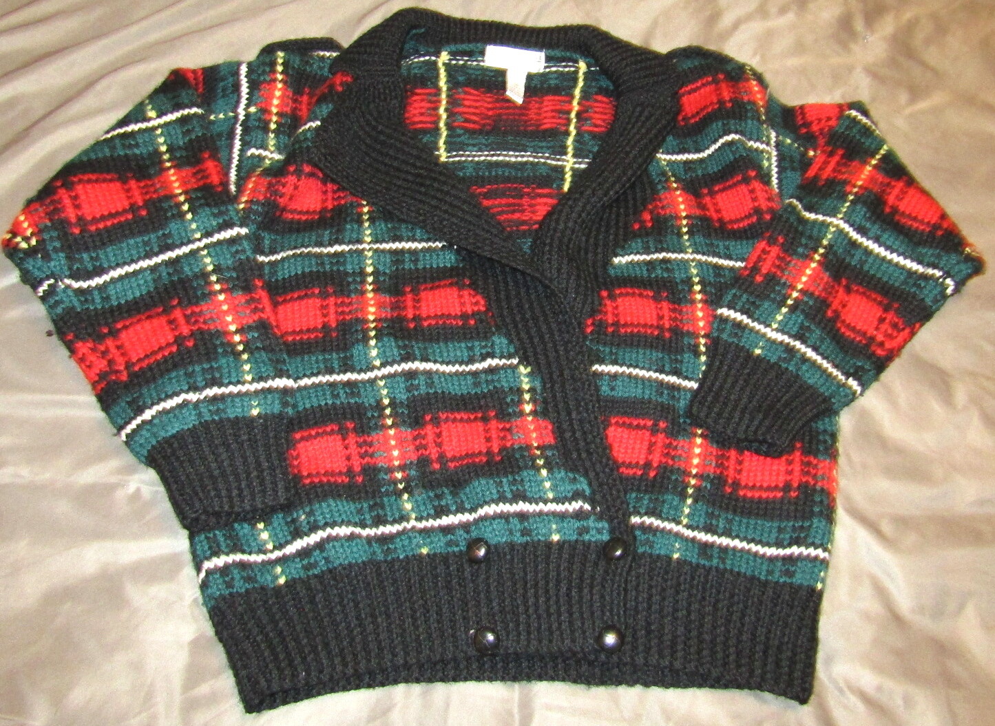 Vintage 80's Cambridge Dry Goods tartan Plaid Sweater Women's Size M