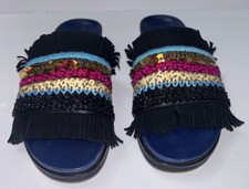 Tory Burch Isle Slide Sheep Nappa/Suede Size 9 With Box Dust Bags Style 36512